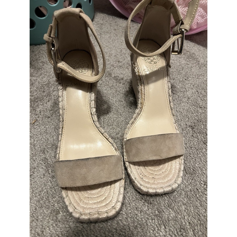 Vince Camuto Womens Meddrina‎ Espadrille Wedge Sandal Tortilla Suede 8.5 US